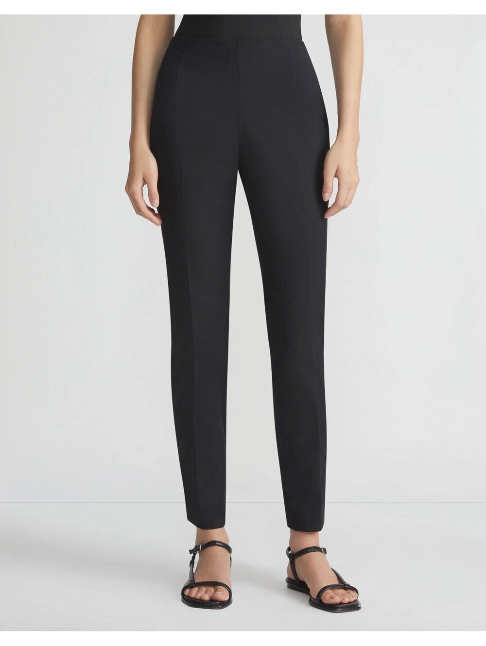 LAFAYETTE 148 NEW YORK TECHNO STRETCH TWILL STANTON PANT IN BLACK-SIZE 4